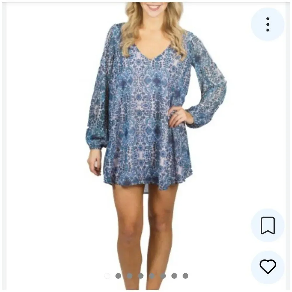 Show Me Your Mumu Donna Michelle Santorini Splash Tunic Mini Dress Size Medium - Picture 4 of 9